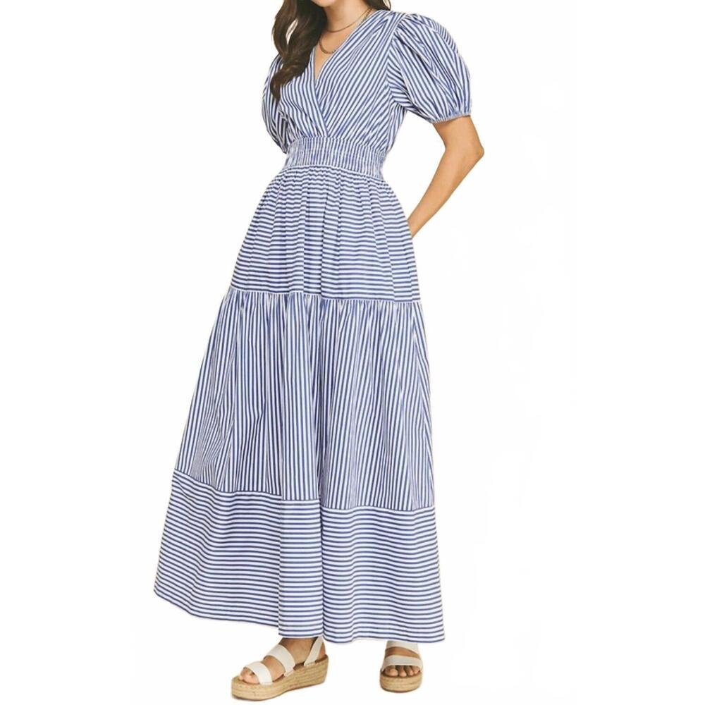 NEW PINCH striped tiered maxi dress in blue - Picture 4 of 4